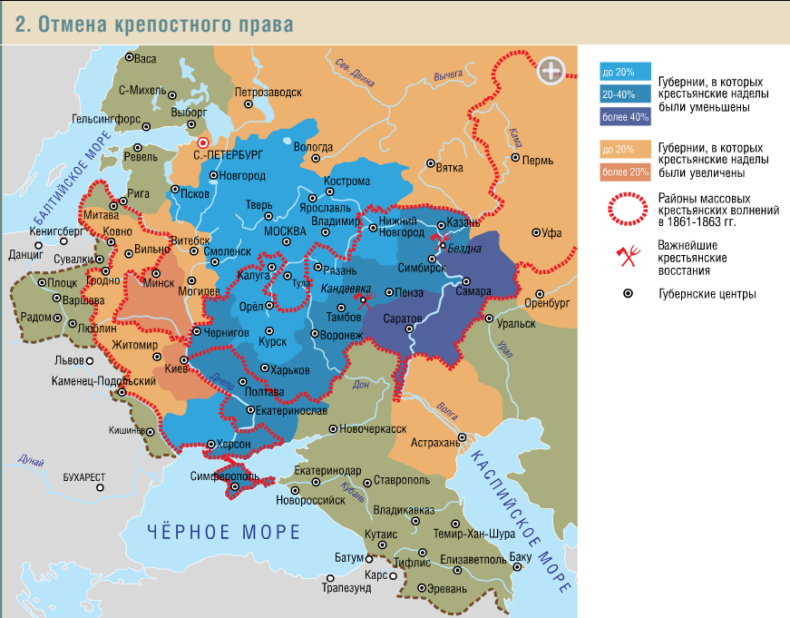 На какие территории распространялось крепостное право. Карта крепостничества в России.